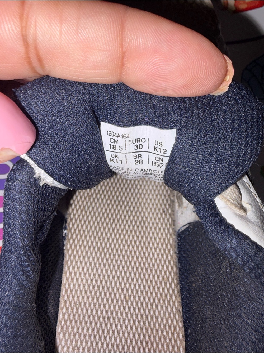Asics Kids Sneakers in Navy and White with Gray Insole